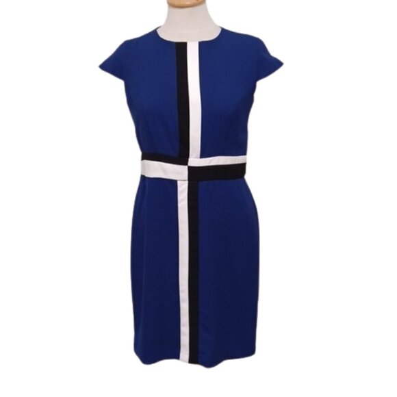 ABS Silver Label Colour Block Fitted Sheath Office Dress- Sz. 6 - Picture 1 of 10